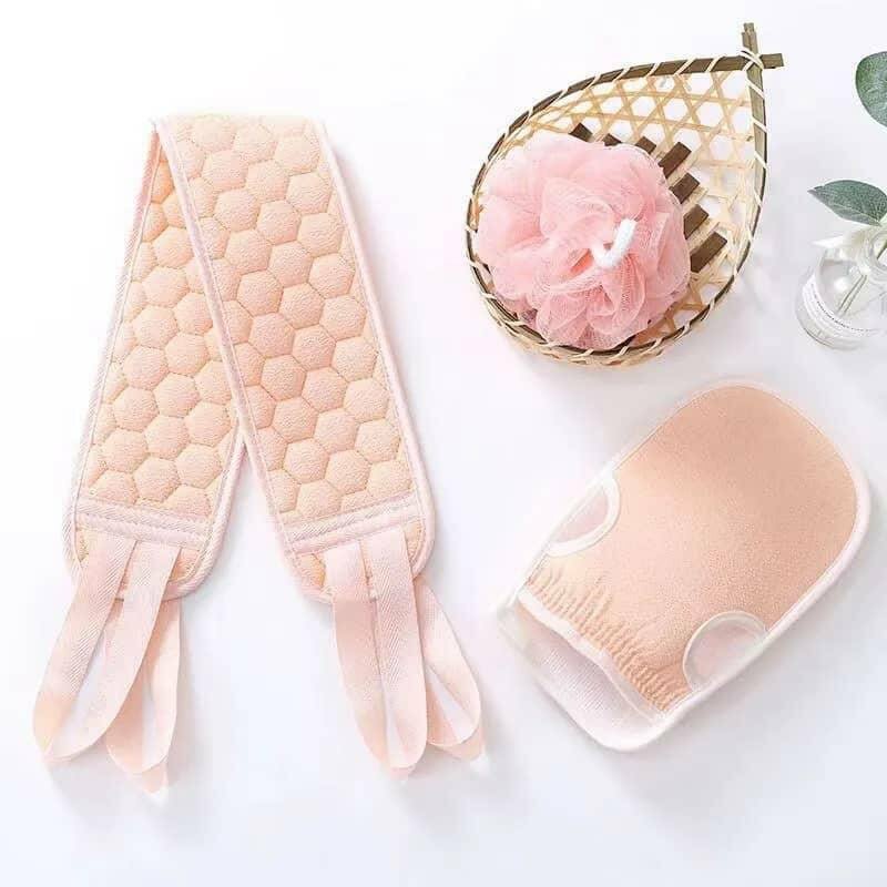 Ensemble d'accessoires de bain exfoliant