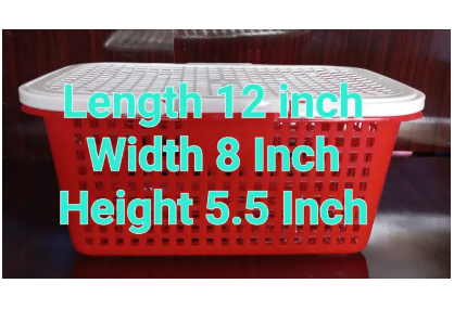 Premium Basket with Handle & Lid For Outdoor Carry - Top Quality Plastic Basket For Picnic & Travel - Carry Basket for Daily Use - Baby Clothes Basket (12 inch length 8 inch width 6 inch height)