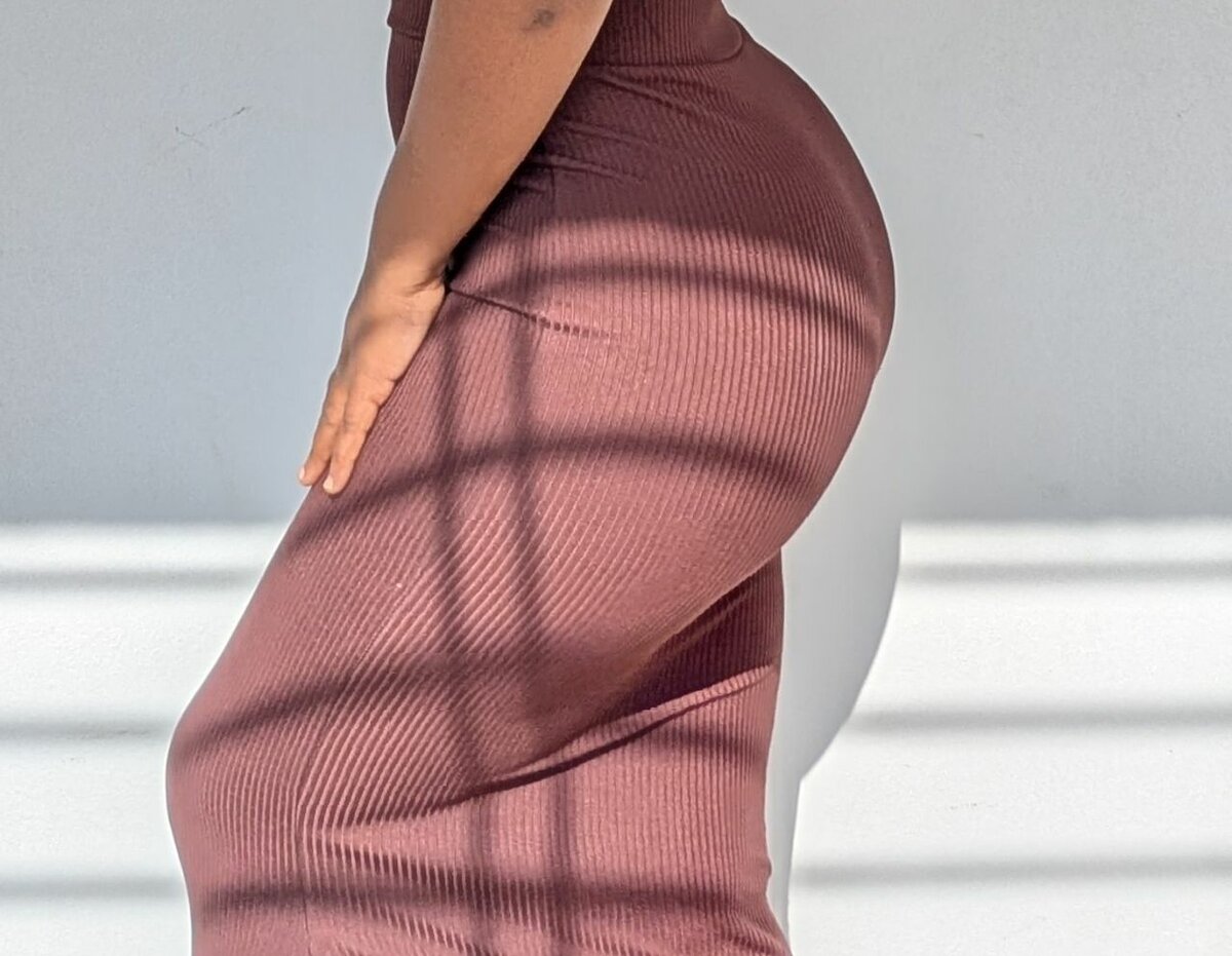 Jupe longue en tricot côtelé