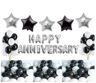 Happy Anniversary Silver theme wedding Anniversary decoration