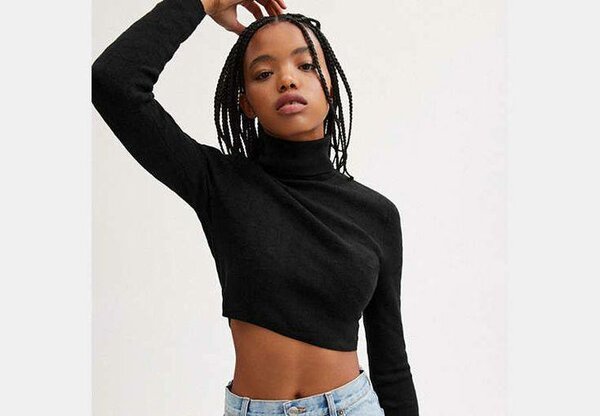 Chic Pull Court Col Haut Femme