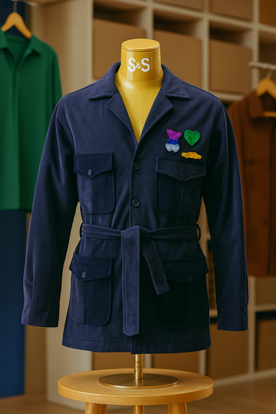 Veste bleue en velours homme