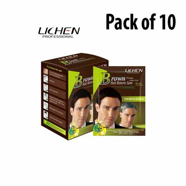 Lichen 10 Dark Broewn Fast instant Hair Dye Color Shampoo