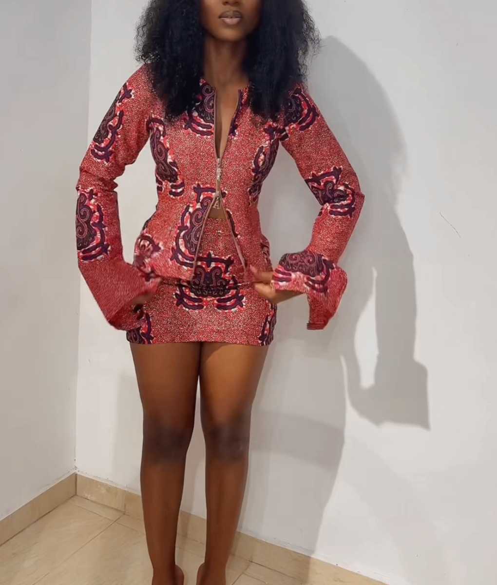 African Print Skirt Set
