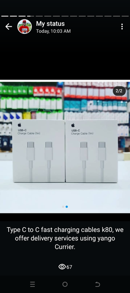 Type C to C fast charging cables