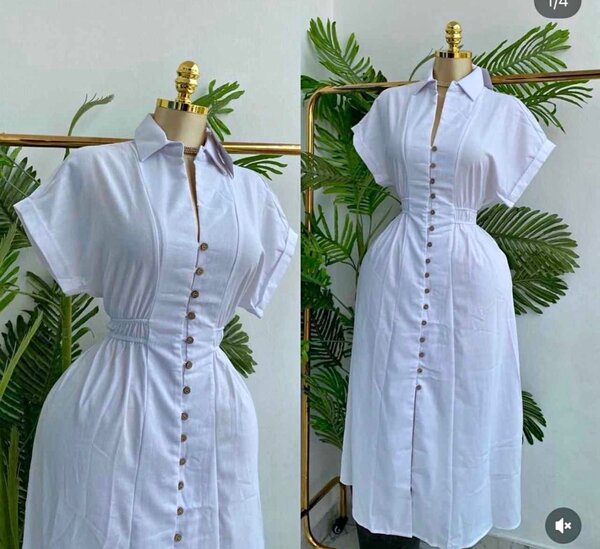 Robe blanche boutonnée pour femme