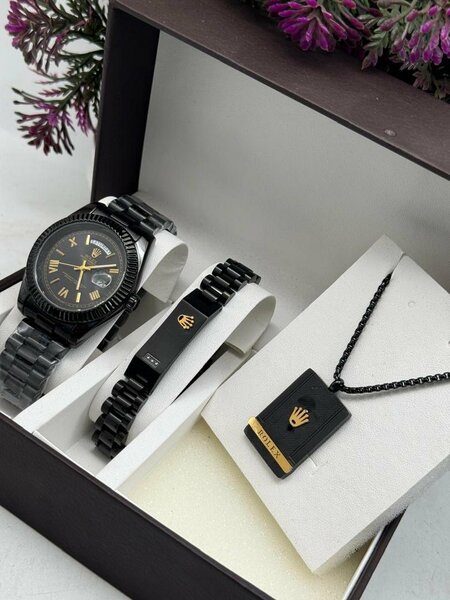 Rolex watch with bracelet and necklace available at seen