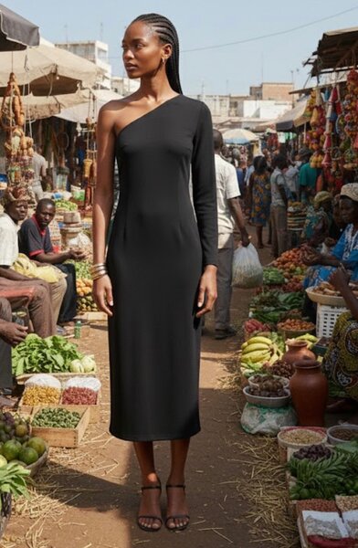 Robe élégante asymétrique noire