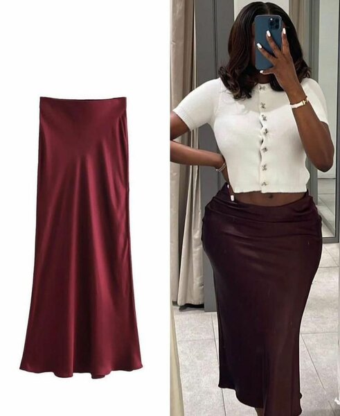 Jupe midi en satin élégant