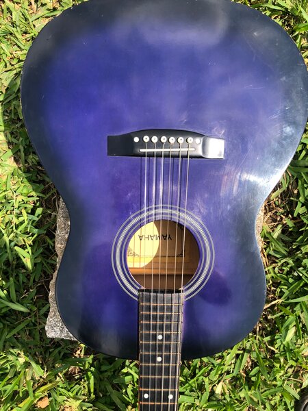 Guitare acoustique Yamaha bleue
