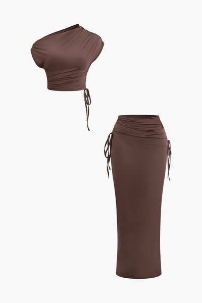 Ensemble jupe et top marron