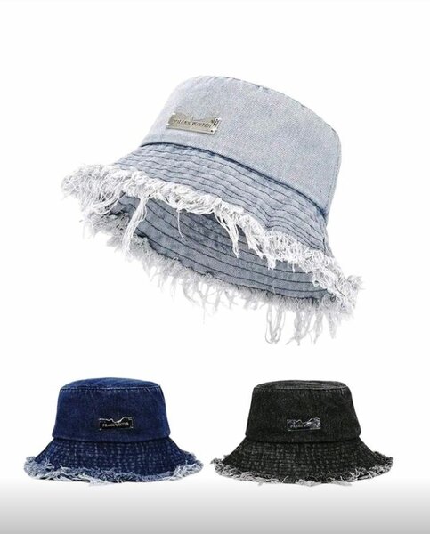 Chapeau Bob en Denim Effiloché