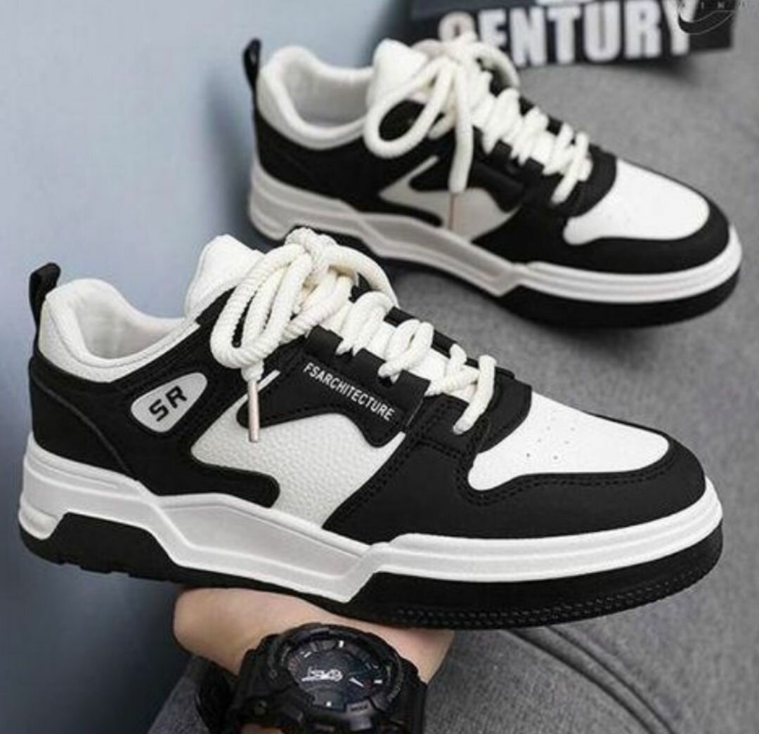 Baskets noires et blanches unisexes