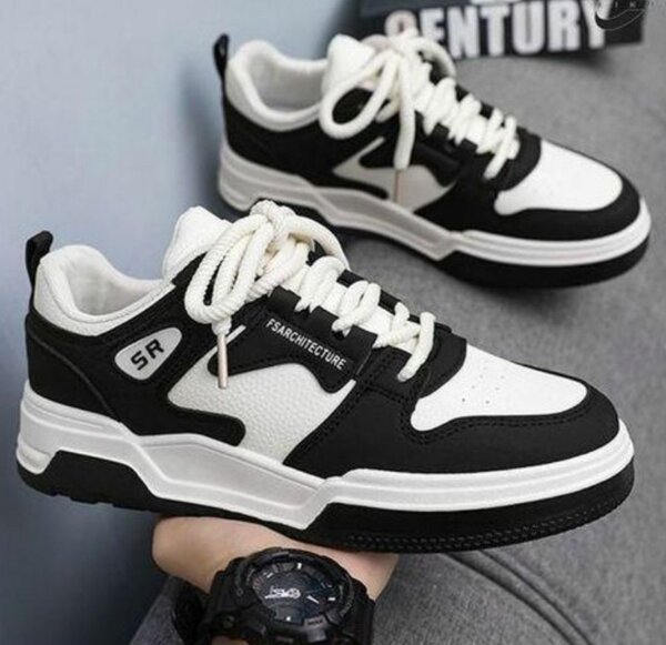 Baskets noires et blanches unisexes