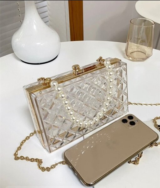 Sac transparent à perles