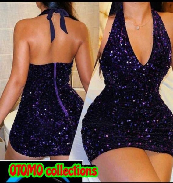 Robe Halter à Paillettes Femme