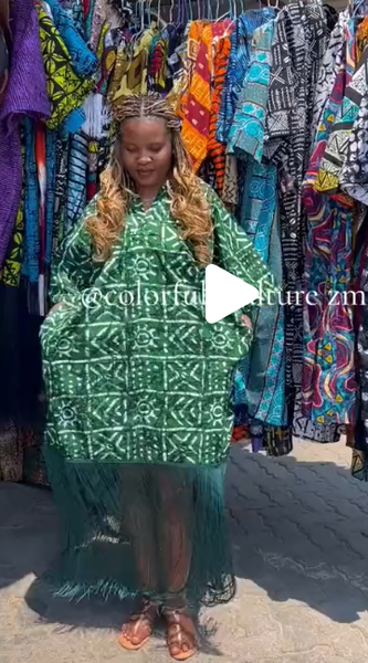 Women's dress with print and fringe