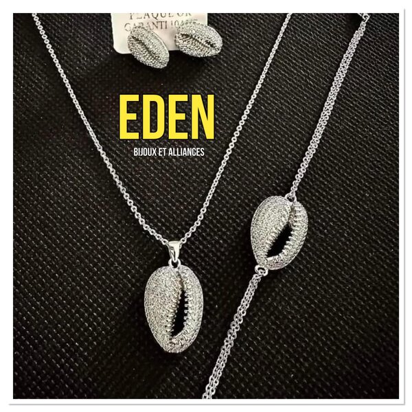 Chaîne plaquée or avec pendentif + boucles d'oreilles + bracelet