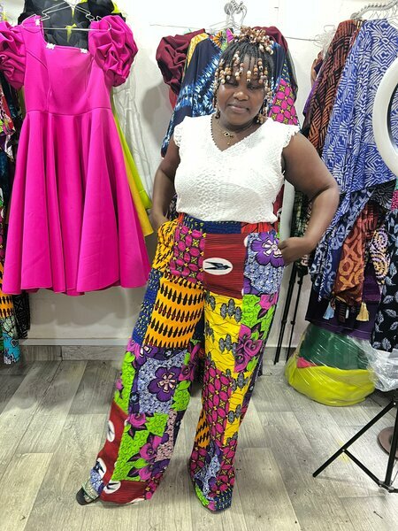 Pantalon patchwork large avec poches