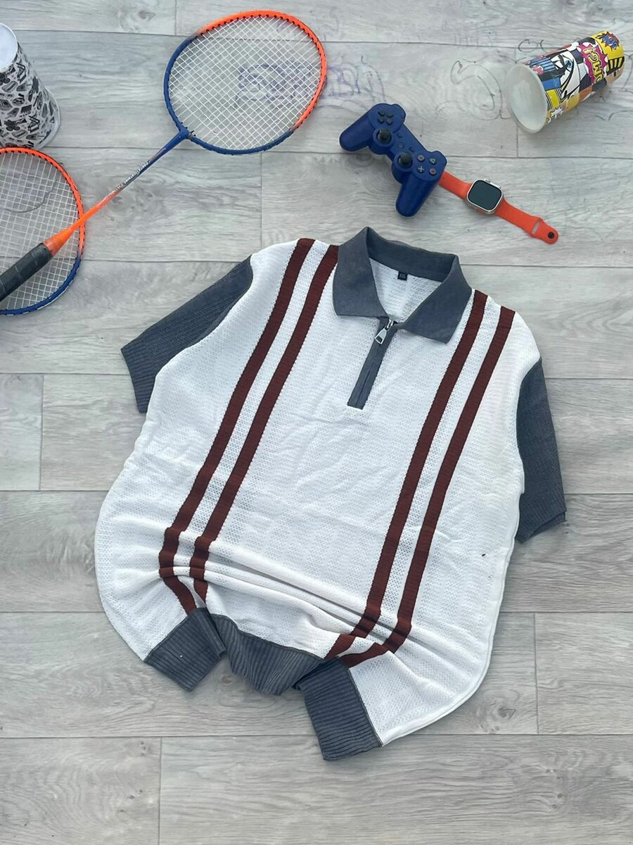 Polo en tricot rayé homme
