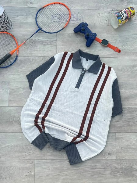 Polo en tricot rayé homme
