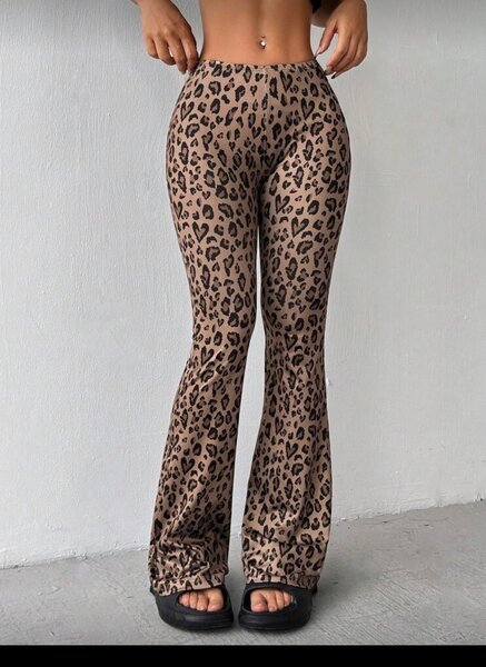 Pantalon évasé léopard