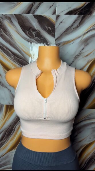 Débardeur court zippé femme