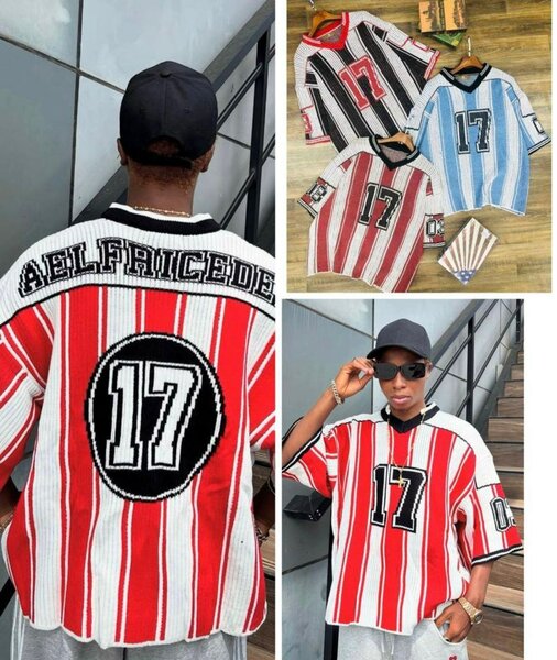 Pull rayé avec numéro 17