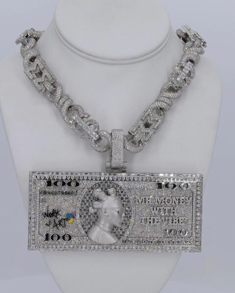 Collier pendentif dollar diamant