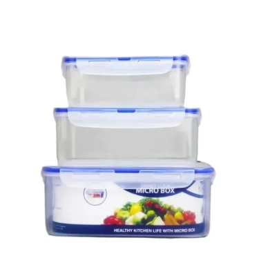 Storage Box Food Container With Seal 3 Pieces Set 100% premium quality Air Tight Food Boxes For Kitchen In Multicolor (Total 3.55 liter)