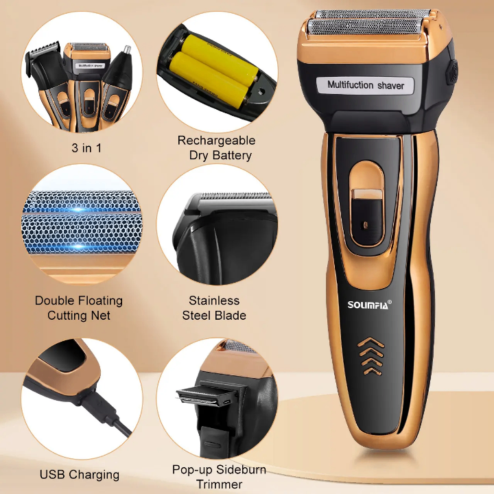 Rasoir Électrique 3-en-1 Multifonction