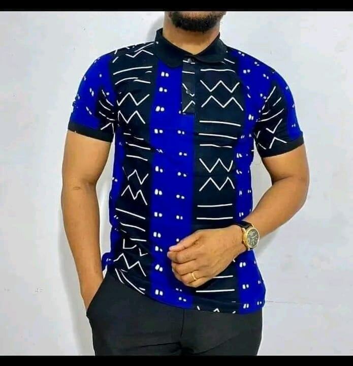 Polo Homme Bleu Motif Élégant
