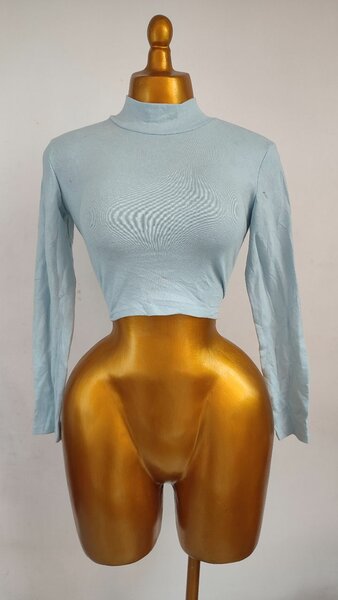 Crop top à manches longues bleu