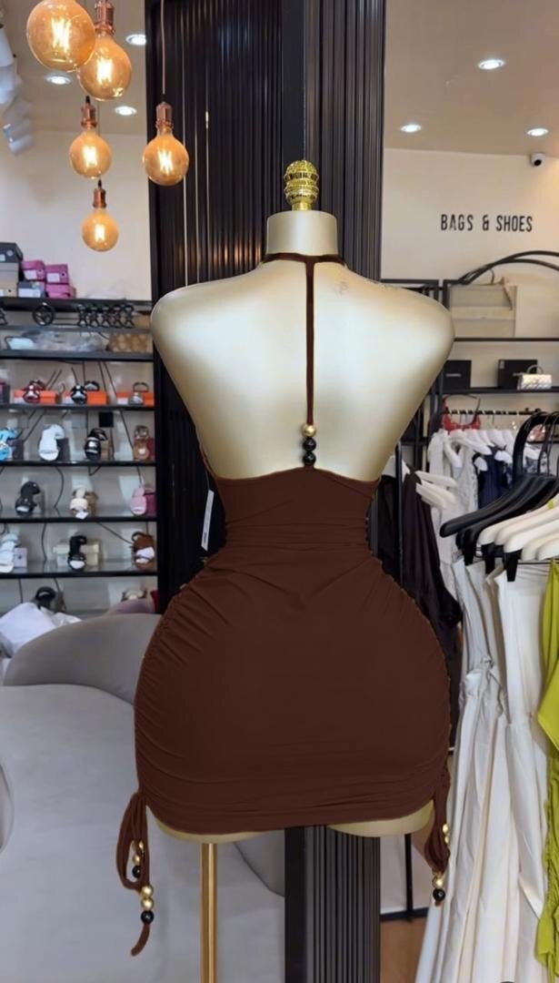 Mini robe courte marron