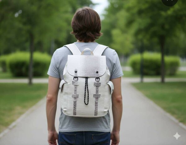 Sac à dos blanc en cuir pour homme