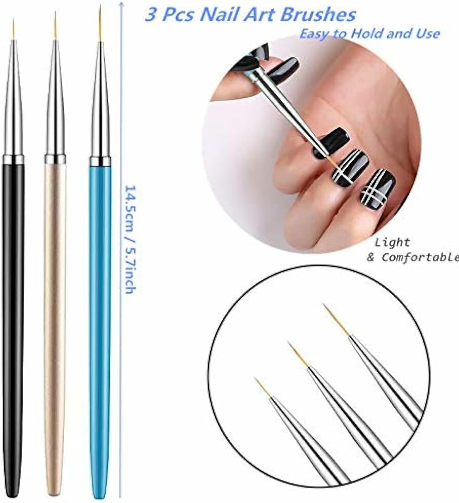 Pinceaux Ongles Art 3 Pièces