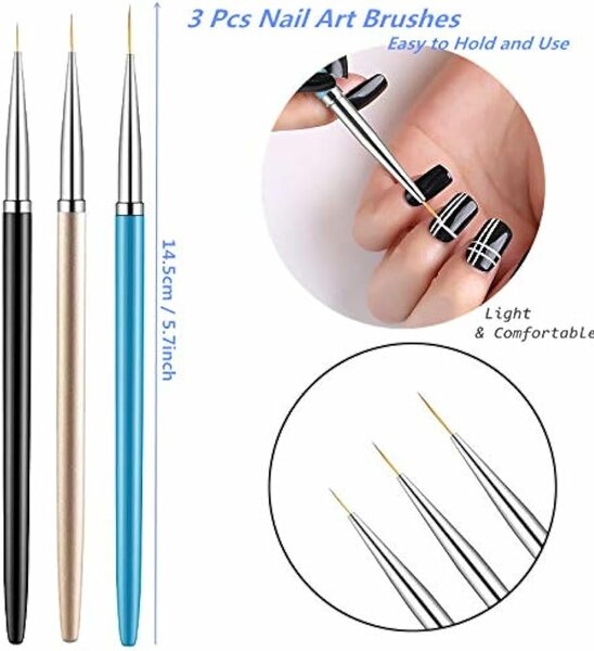 Pinceaux Ongles Art 3 Pièces