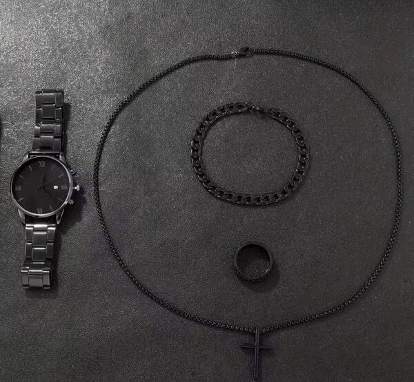 Ensemble Montre et Bijoux Noir
