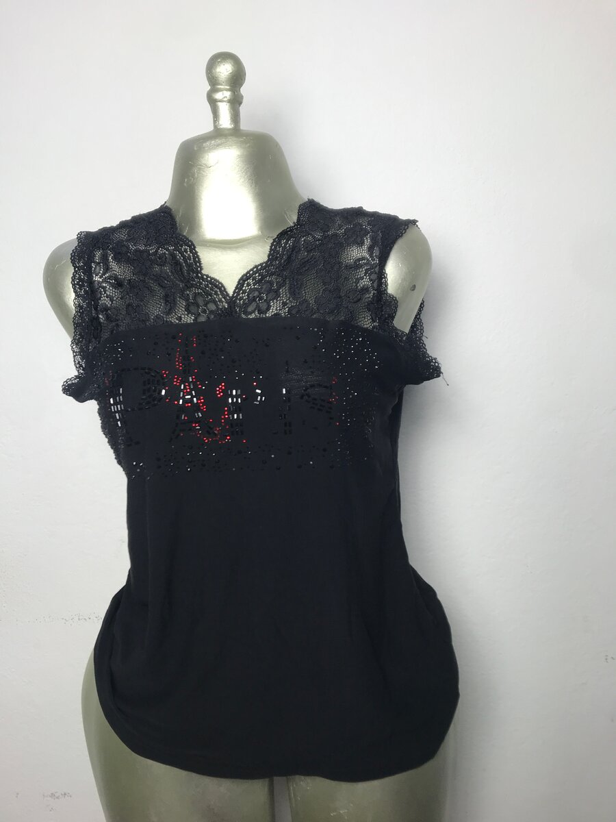 Débardeur noir dentelle femme