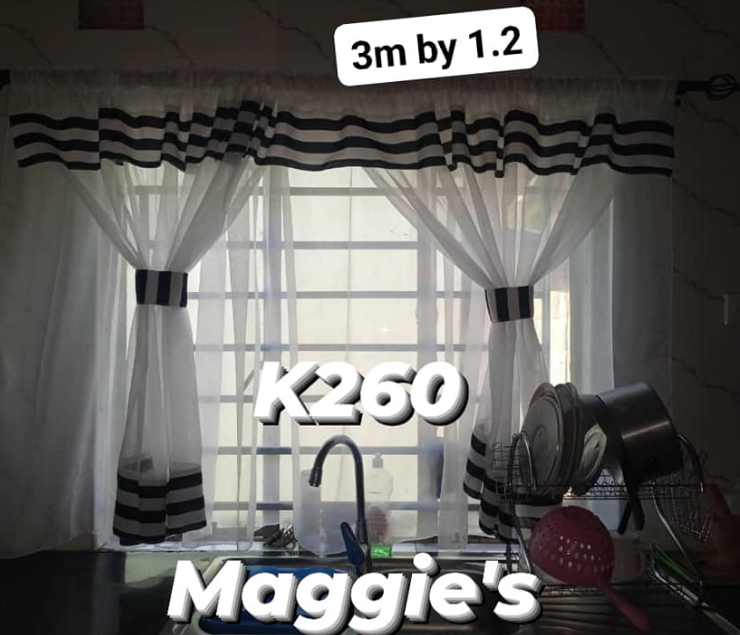 kitchen curtains with thin black stripes