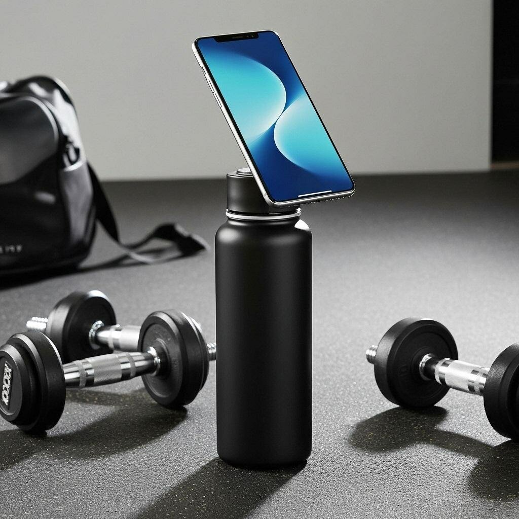Bouteille d'eau avec support téléphone
