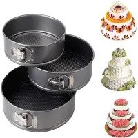 Pack Of 3 Non-Stick Round Cake Pan Set, Springform Round Cake Mould Cake Bakeware Pan Mold Set Round