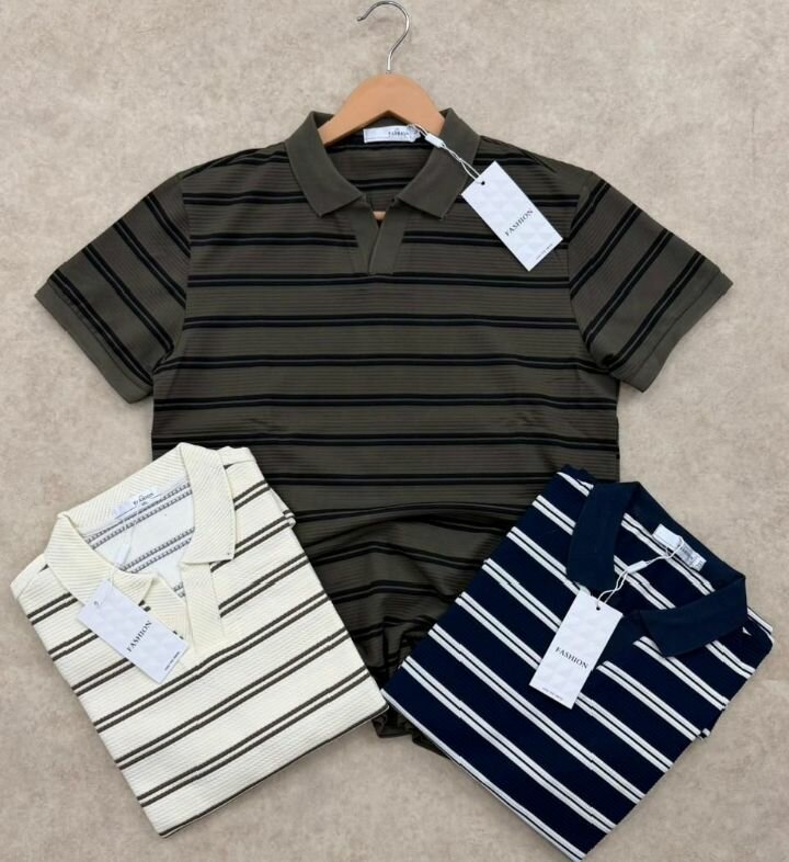 Polo rayé en coton pour homme