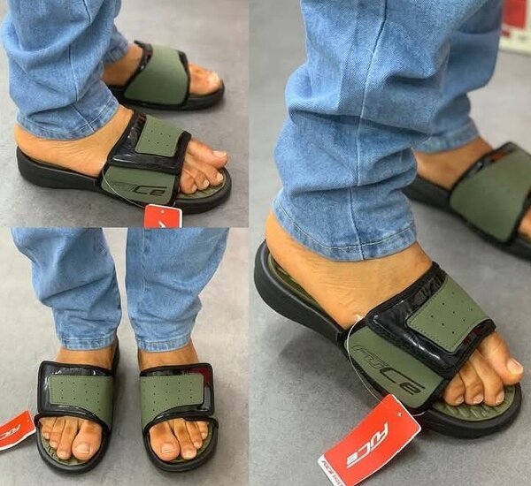 Sandales à scratch vertes homme