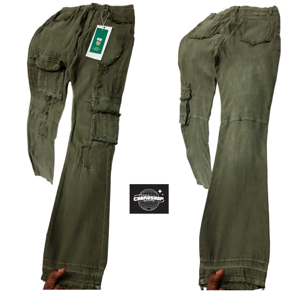 Pantalon cargo vert tendance