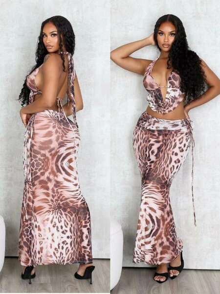 Robe maxi à motif animal