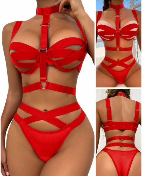 Ensemble de lingerie rouge sexy pour femmes