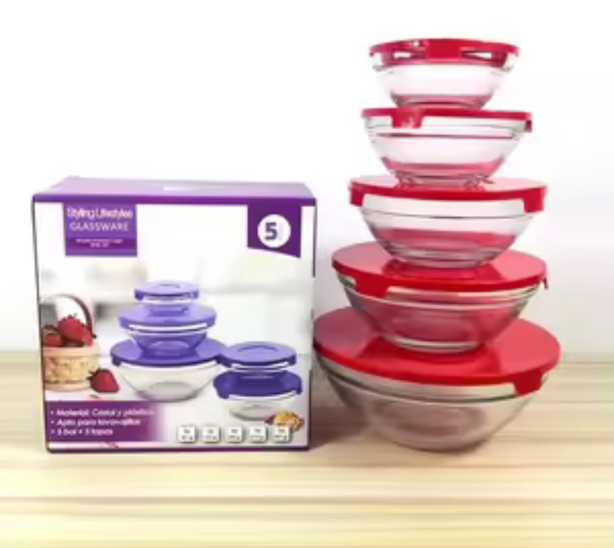 Ensemble de Bols en Verre avec Couvercles