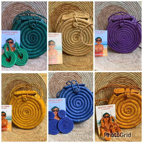 Sac à main en raphia coloré