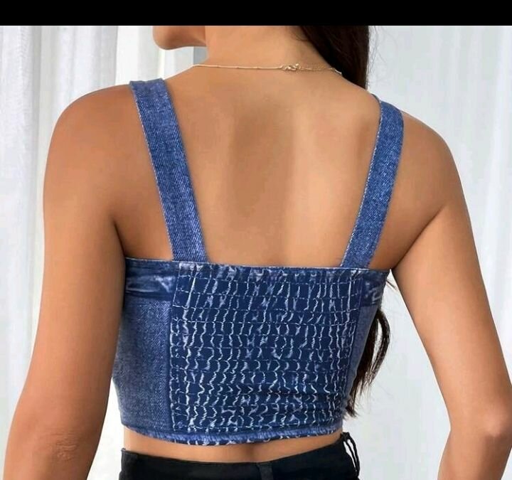 SHEIN Privé Women Elegant Tight Fitting Denim Tank Top